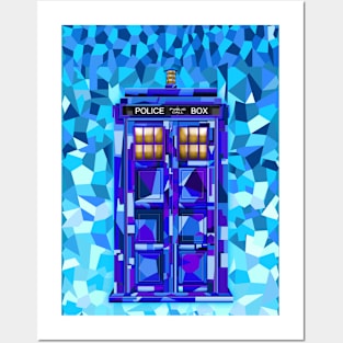 British Blue phone box cubic art Posters and Art